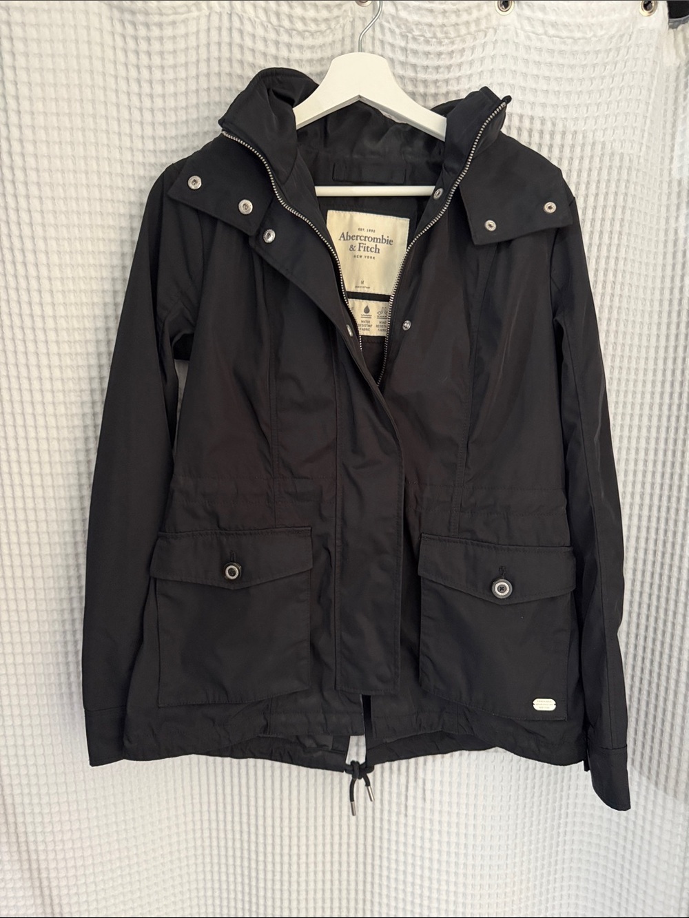 Abercrombie & Fitch Black Hooded Utility Jacket